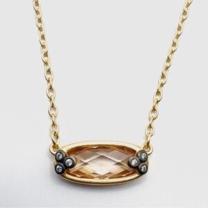 Freida Rothman Champagne Pendant on Brushed Gold  Over Sterling Silver Necklace